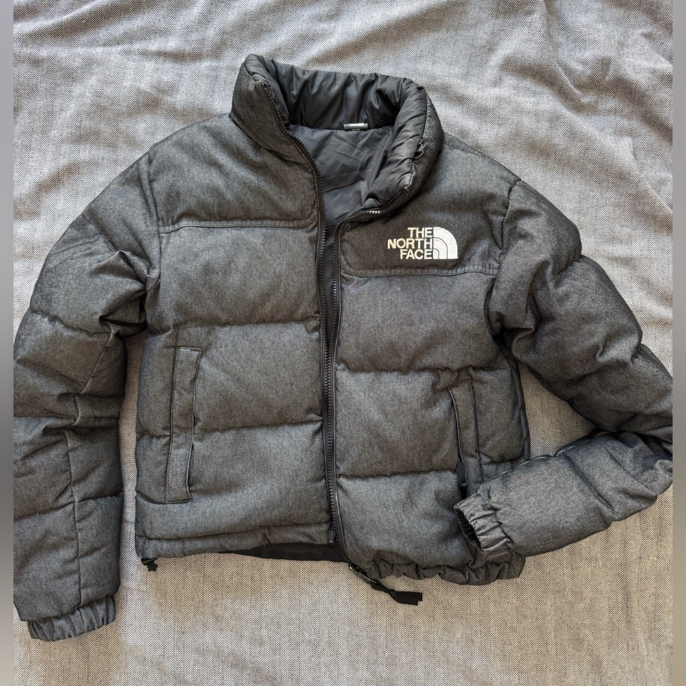 The North FaceGray denim reversible Puffer Jacket